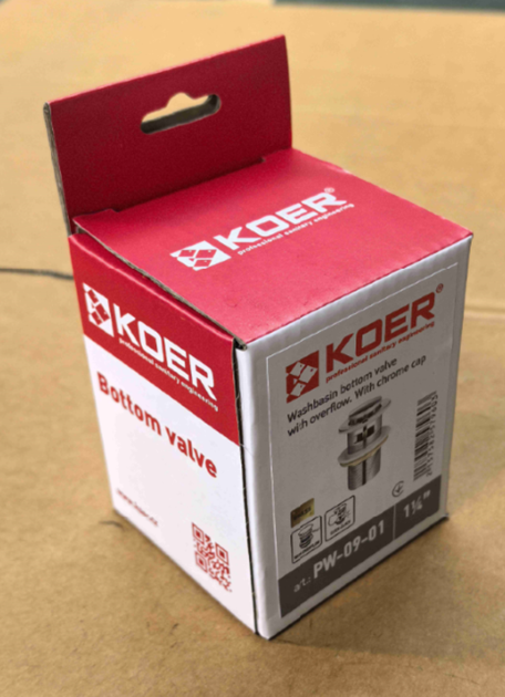 Донный клапан для раковины Koer PW-09-01 1 1/4'' с переливом автоматический СLICK-СLACK (Цвет хром - Фото 6 Донный клапан для раковины Koer PW-09-01 1 1/4'' с переливом автоматический СLICK-СLACK (Цвет хром - изображение 6