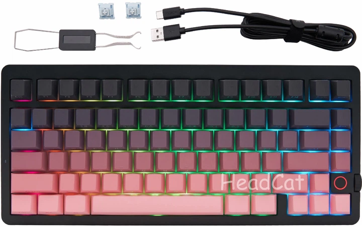 Бездротова ігрова механічна клавітура MCHOSE G75 V2 Black-pink gradient 10000mAh, 75%, Hot-Swap, RGB, 2.4GHz/Bluetooth/USB - изображение 4