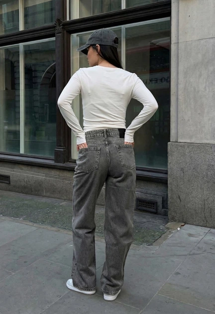 Джинсы Женские Стаф Серые Широкие Классические Джинсовые Штаны Staff 2511 Gray Wide Leg 34 (384209) - изображение 2