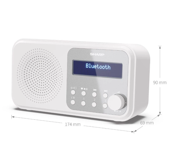 Радиоприемник портативный Sharp DRP420WH DAB+, FM, Bluetooth, батарейки, сеть - изображение 7