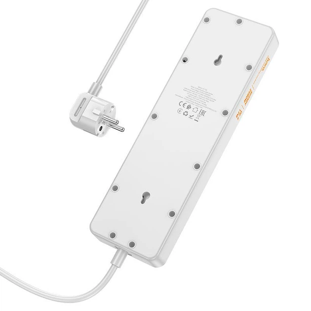 Удлинитель - фильтр сетевой Hoco AC13A Talento 5-position socket 5 розеток 4 порта USB 10A белый - изображение 3
