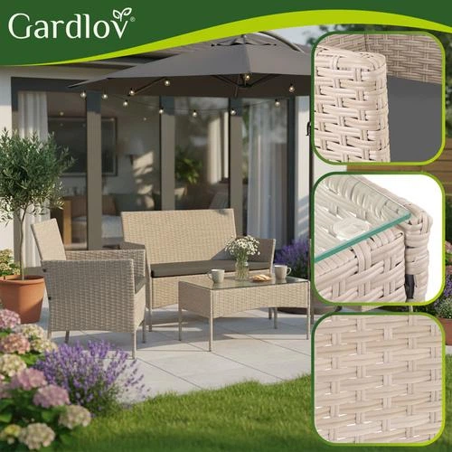 Садові меблі з ротангу бежеві Gardlov 26909 - зображення 13