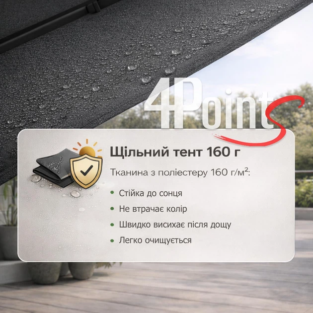 Садова парасолька 4Points Sunny регульована, з нахилом, 3 м, 8 спиць, темно-сіра - зображення 5