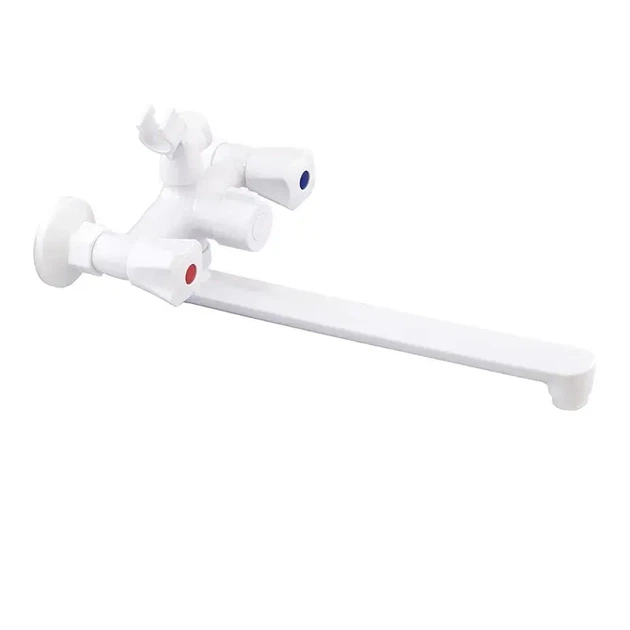 Смеситель для ванны Plamix Omega-140 двухвентильный, белый (PM0648) - Фото 1 Смеситель для ванны Plamix Omega-140 двухвентильный, белый (PM0648) - изображение 1