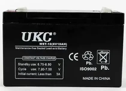 Аккумуляторная батарея для УПСа, фонарей, мототехники 6V 10Ah AGM UKC WST-10 151х95х65 гелеобразная, черная - Фото 2 Аккумуляторная батарея для УПСа, фонарей, мототехники 6V 10Ah AGM UKC WST-10 151х95х65 гелеобразная, черная - изображение 2