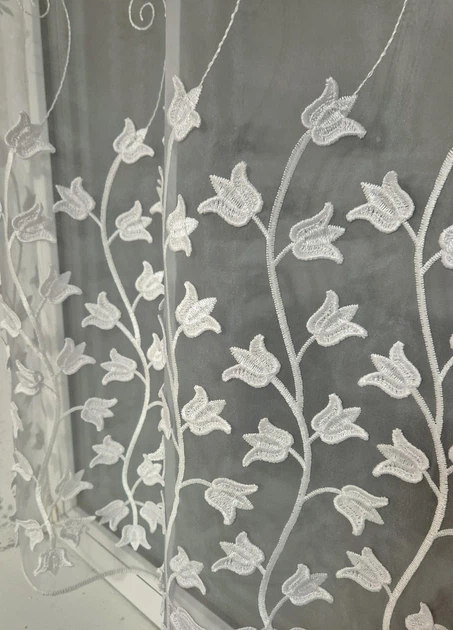 Занавеска на створку окна Firanka Mini flowers 80х114см белая (10_4ф) - изображение 3