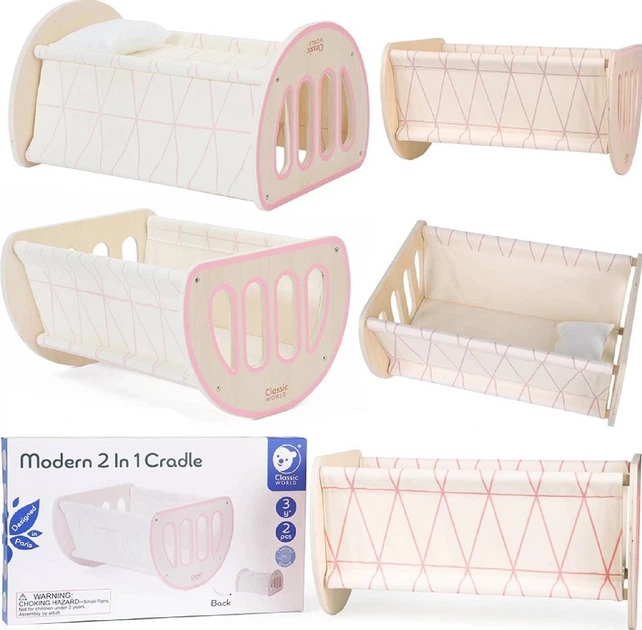 Ліжечко для ляльок Classic World Wooden Cradle 2 в 1 Дерев'яне 50547 (6971608442353) - зображення 3