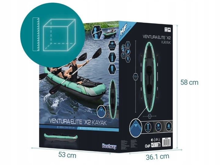 Надувний каяк на 2 особи Ventura Bestway 65052 Pump Paddle Bag МОДЕЛЬ 2025 - Фото 5 Надувний каяк на 2 особи Ventura Bestway 65052 Pump Paddle Bag МОДЕЛЬ 2025 - изображение 5