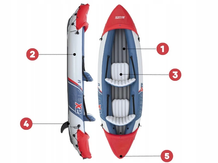 Надувний каяк на 2 особи Lite-Rapid Bestway 65077 Paddle Pump Bag МОДЕЛЬ 2026 - изображение 3