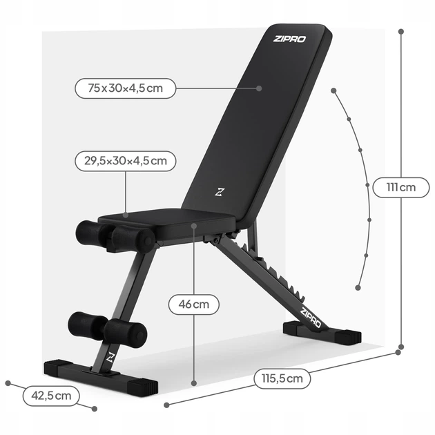 Лава для вправ Zipro Stride Adjustable Folding Exercise Bench - изображение 3
