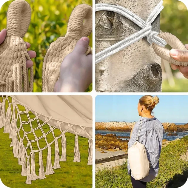 Гамак KRUMAD Boho бежевий 150 x 190 см KMDW24 - изображение 6