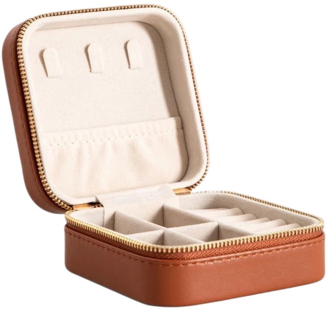 Шкатулка для прикрас Homla Rinas з прошиттям у вигляді ялинки коричнева 10,5x10,5x5 см (5906496752827) - зображення 3