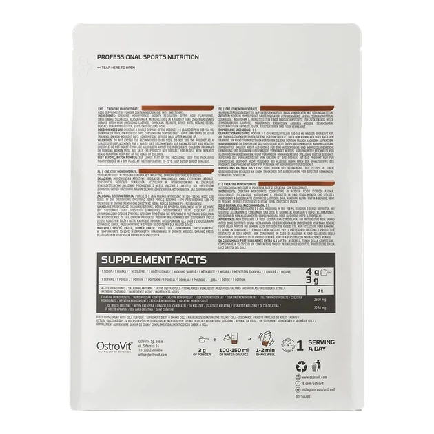 Креатин моногидрат OstroVit Creatine Monohydrate 500 г Кола - изображение 3