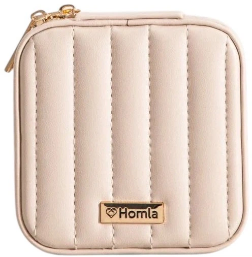 Шкатулка для прикрас Homla Rinas з прошиттям у вигляді полосок бежева 10,5x10,5x5 см (5906496752810) - зображення 2
