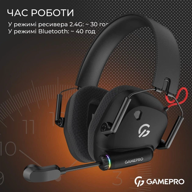 Гарнітура GamePro Genesis Mercury Pro, З мікрофоном, Чорний - 692812 - зображення 14