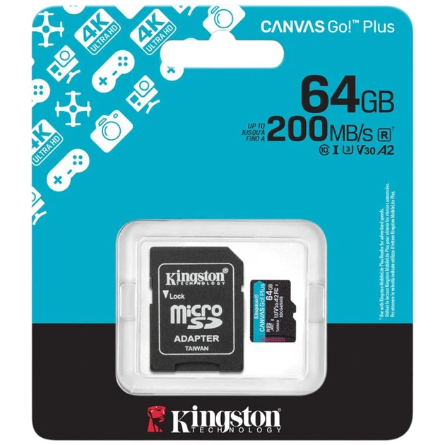 Карта памяти Kingston Canvas Go! Plus MicroSDXC UHS-I/U3, 64 Гб. - 595989 - изображение 3