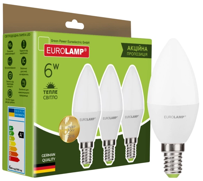 Світлодіодна лампа Eurolamp LED CL 6W 520 Lm E14 3000K (MLP-LED-CL ...