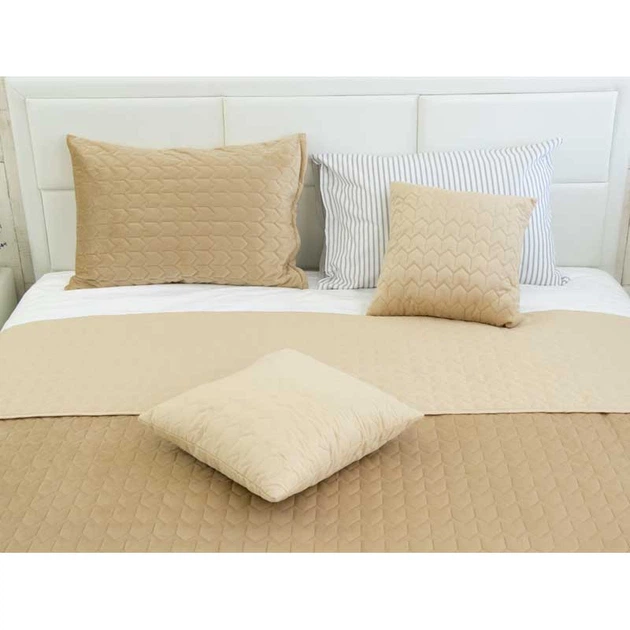 Двустороннее декоративное покрывало Велюр “Velour” Beige, Бежевий, 150x220 см, Полуторный - Фото 4 Двустороннее декоративное покрывало Велюр “Velour” Beige, Бежевий, 150x220 см, Полуторный - изображение 4