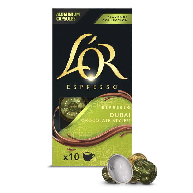 Набор Кофе в капсулах Nespresso L'OR Espresso Dubai Chocolate Style 100% arabica 100 алюминиевых капсул (Интенсивность 8) - Фото 2 Набор Кофе в капсулах Nespresso L'OR Espresso Dubai Chocolate Style 100% arabica 100 алюминиевых капсул (Интенсивность 8) - изображение 2