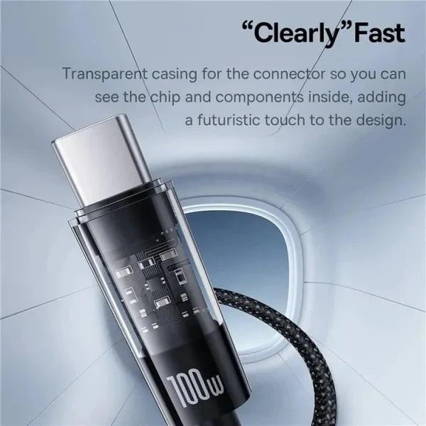 Кабель Baseus Gem Series Fast Charging Data Cable Type-C to Type-C 100W 20V 5A 1м (P10373000111-00) Black - зображення 7