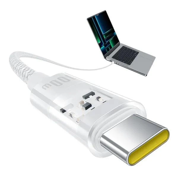 Кабель Baseus Gem Series Fast Charging Data Cable Type-C to Type-C 100W 20V 5A 1м (P10373000211-00) White - зображення 6