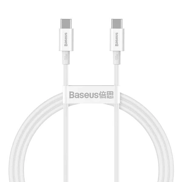 Кабель Baseus Superior Series Fast Charging Data Cable Type-C to Type-C 100W 20V 5A 1м (CATYS-B02) White - Фото 1 Кабель Baseus Superior Series Fast Charging Data Cable Type-C to Type-C 100W 20V 5A 1м (CATYS-B02) White - зображення 1