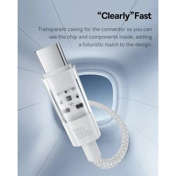 Кабель Baseus Gem Series Fast Charging Data Cable Type-C to Type-C 100W 20V 5A 1м (P10373000211-00) White - зображення 8