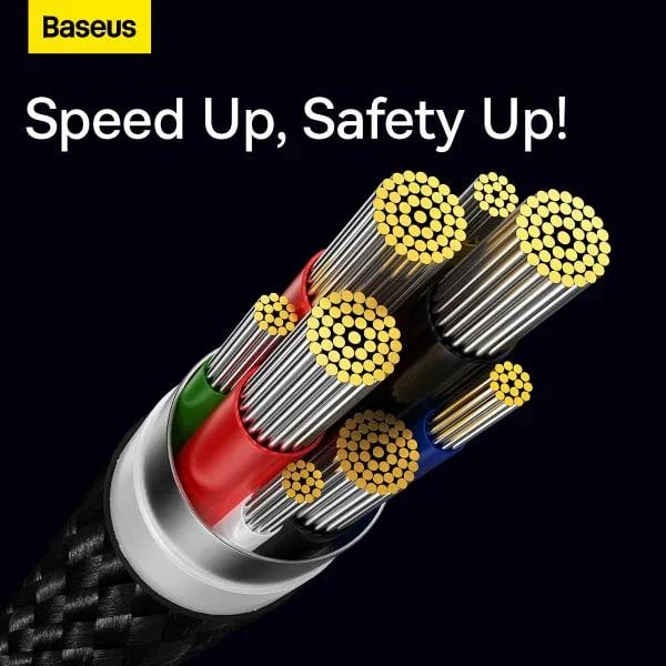 Кабель Baseus Glimmer Series Fast Charging Data Cable Type-C to Type-C 100W 20V 5A 2м (CADH000801) Black - Фото 13 Кабель Baseus Glimmer Series Fast Charging Data Cable Type-C to Type-C 100W 20V 5A 2м (CADH000801) Black - зображення 13
