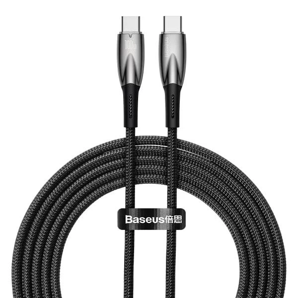 Кабель Baseus Glimmer Series Fast Charging Data Cable Type-C to Type-C 100W 20V 5A 2м (CADH000801) Black - Фото 1 Кабель Baseus Glimmer Series Fast Charging Data Cable Type-C to Type-C 100W 20V 5A 2м (CADH000801) Black - зображення 1