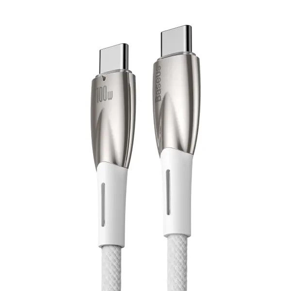 Кабель Baseus Glimmer Series Fast Charging Data Cable Type-C to Type-C 100W 20V 5A 1м (CADH000702) White - зображення 2