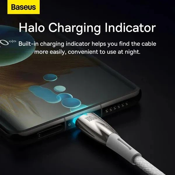 Кабель Baseus Glimmer Series Fast Charging Data Cable Type-C to Type-C 100W 20V 5A 1м (CADH000702) White - зображення 8