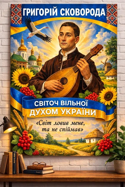 Патриотический плакат "Григорий Сковорода" 110х75 см - Фото 2 Патриотический плакат "Григорий Сковорода" 110х75 см - изображение 2