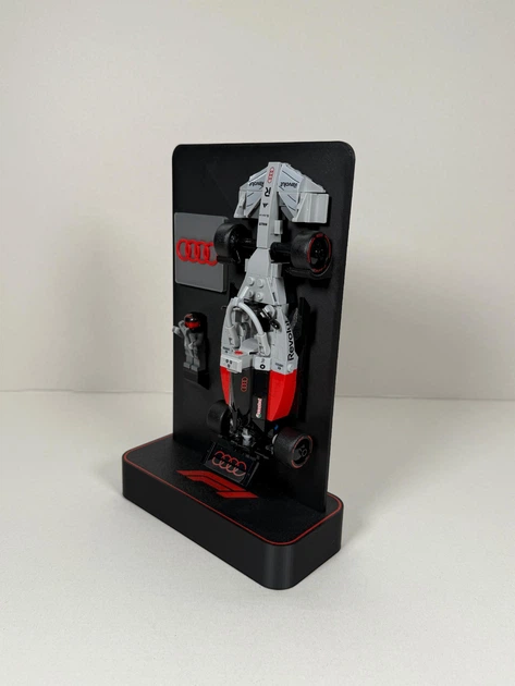 Стенд Подставка для Конструктора LEGO Speed Champions Гоночный автомобиль Audi Revolut F1 Team R26 Ауди Формула 1 (77259) - Черно/Красный - изображение 3
