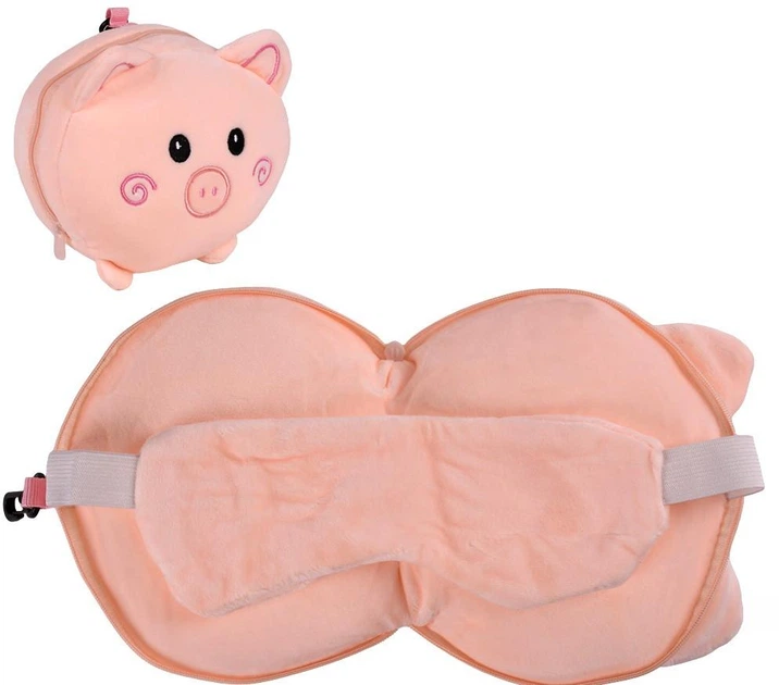 Подушка з маскою дорожня під шию "Piglet" 25*7см R35820 - зображення 2