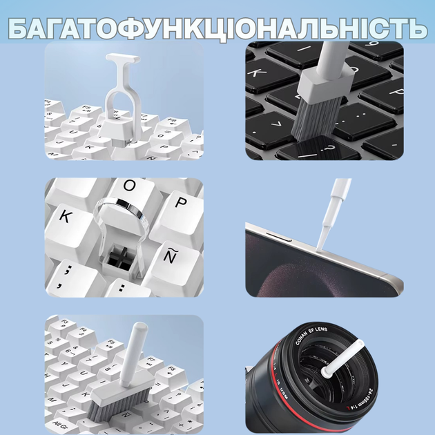 Набор для чистки гаджетов 22в1 с подставкой для клавиатуры белый (QS-22_white/artcol) - изображение 6