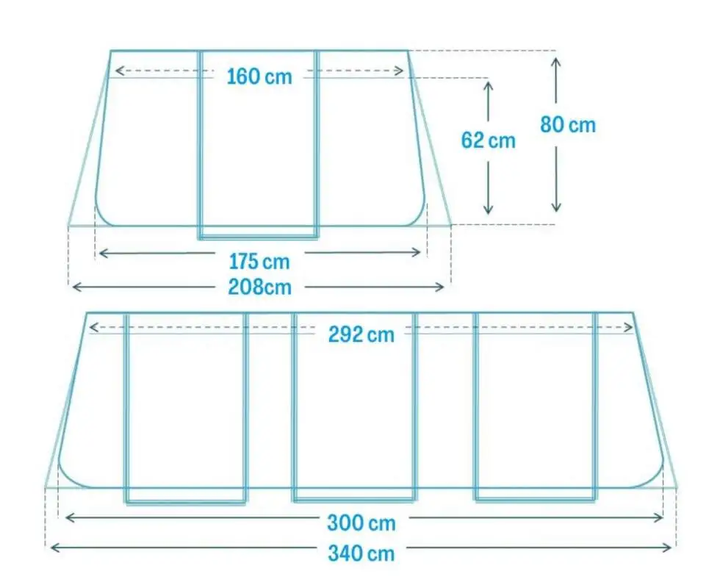 Великий каркасний басейн Intex 26784 Prism Frame Rectangular Pool 300 х 175 х 80 см см на 3539 л з фільтром насосом та сходами - Фото 3 Великий каркасний басейн Intex 26784 Prism Frame Rectangular Pool 300 х 175 х 80 см см на 3539 л з фільтром насосом та сходами - изображение 3