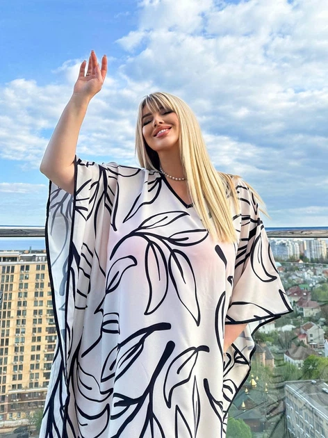 Жіноча ідеальна сукня туніка для відпочинку Oversize XL-5XL білий (SW645) - зображення 5