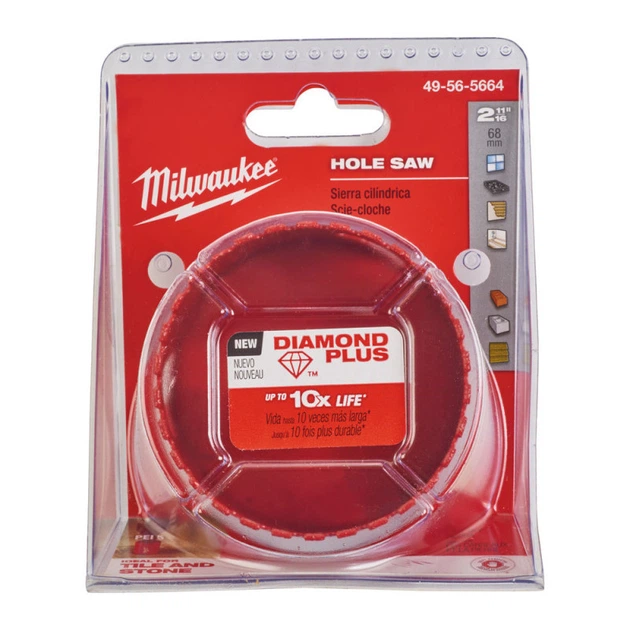Коронка алмазна Diamond Plus MILWAUKEE, диаметр 68мм (5/8'х18) (сверление с водой) (замена на 4932500120) - Фото 2 Коронка алмазна Diamond Plus MILWAUKEE, диаметр 68мм (5/8'х18) (сверление с водой) (замена на 4932500120) - изображение 2