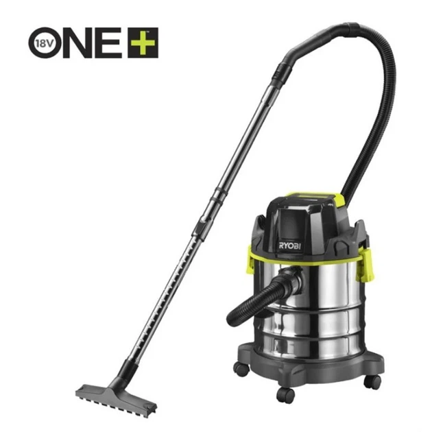 Пилосос будівельний акумуляторний RYOBI R18WDV-0 ONE+ (+ Всмоктуючий шланг, ручка, телпічна штанга, насадка для підлоги, - зображення 2