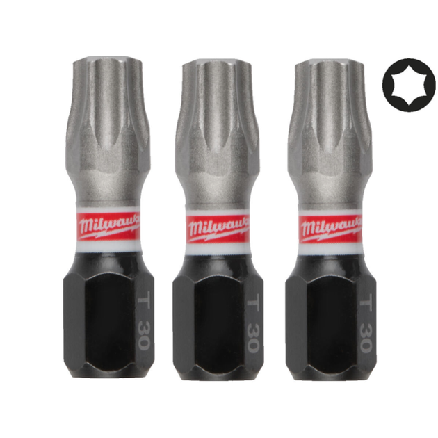 Бита SHOCKWAVE MILWAUKEE, TX30, 25мм, (3шт) - Фото 1 Бита SHOCKWAVE MILWAUKEE, TX30, 25мм, (3шт) - изображение 1