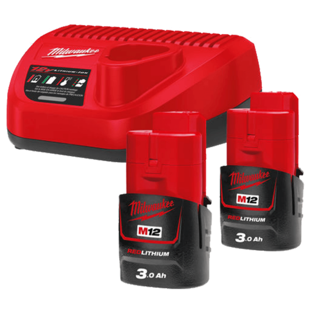 Енергокомплект Li-Ion MILWAUKEE, M12 NRG-302 (зарядний пристрій С12 С, 2 акумулятори М12 В3 3Аг, картонна упаковка) - Фото 1 Енергокомплект Li-Ion MILWAUKEE, M12 NRG-302 (зарядний пристрій С12 С, 2 акумулятори М12 В3 3Аг, картонна упаковка) - зображення 1