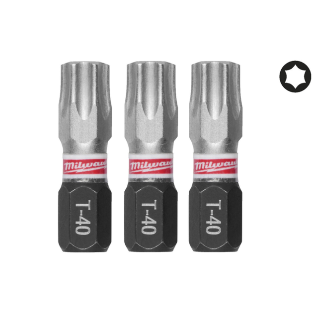 Бита SHOCKWAVE MILWAUKEE, TX40, 25мм, (3шт) - Фото 1 Бита SHOCKWAVE MILWAUKEE, TX40, 25мм, (3шт) - изображение 1