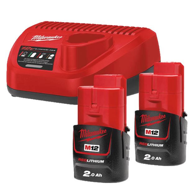 Енергокомплект Li-Ion MILWAUKEE, M12 NRG-202 (зарядний пристрій С12, 2 акумулятори В2 2Аг, картонна упаковка) - Фото 1 Енергокомплект Li-Ion MILWAUKEE, M12 NRG-202 (зарядний пристрій С12, 2 акумулятори В2 2Аг, картонна упаковка) - зображення 1