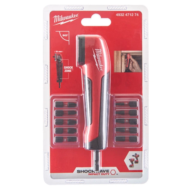 Угловая насадка MILWAUKEE SHOCKWAVE + 10 бит 25 мм (4932471274) - Фото 3 Угловая насадка MILWAUKEE SHOCKWAVE + 10 бит 25 мм (4932471274) - изображение 3
