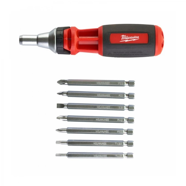 Отвертка с трещоткой универсальная 9-в-1 (PH1, PH2, PZ1, PZ2, Torx15, Torx20, SL5.5) MILWAUKEE - Фото 1 Отвертка с трещоткой универсальная 9-в-1 (PH1, PH2, PZ1, PZ2, Torx15, Torx20, SL5.5) MILWAUKEE - изображение 1