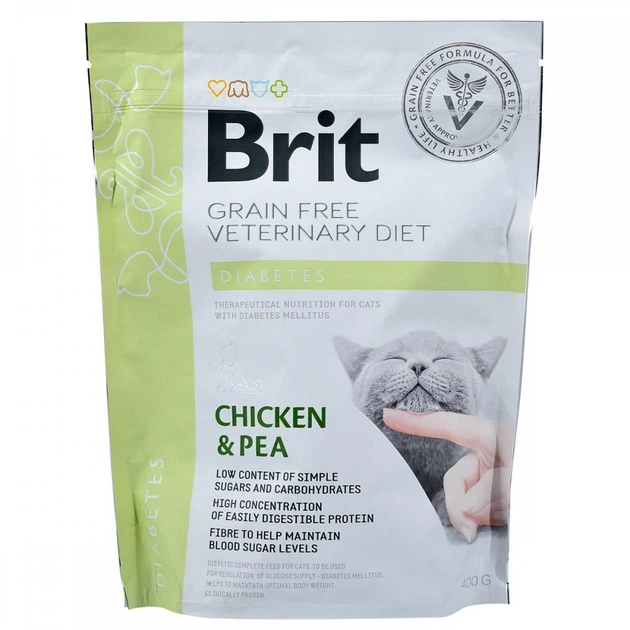Корм сухий Brit Grain Free VetDiet Cat Diabetes для котів з цукровим діабетом беззерновий з куркою та горохом 400 г - зображення 3