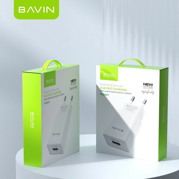 Сетевое зарядное устройство для BAVIN PC895Y-C 18W USB-A 2.4A Fast Charging + кабель USB-A/Type-C White - Фото 7 Сетевое зарядное устройство для BAVIN PC895Y-C 18W USB-A 2.4A Fast Charging + кабель USB-A/Type-C White - изображение 7