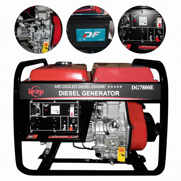 6.5 кВт дизельний генератор Однофазний LeiTeng Power DG7800E портативний генератор енергії - зображення 8