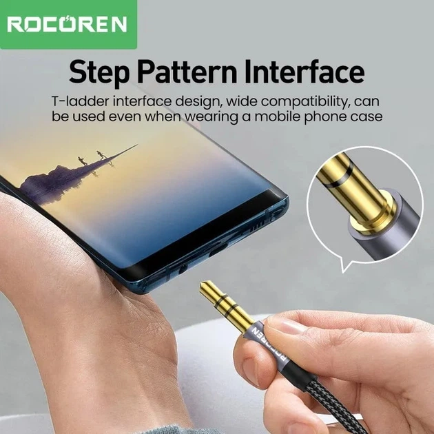 Аудио кабель AUX Rocoren 3.5mm Male - 3.5mm Male 2m Dark Grey (45065) - изображение 4