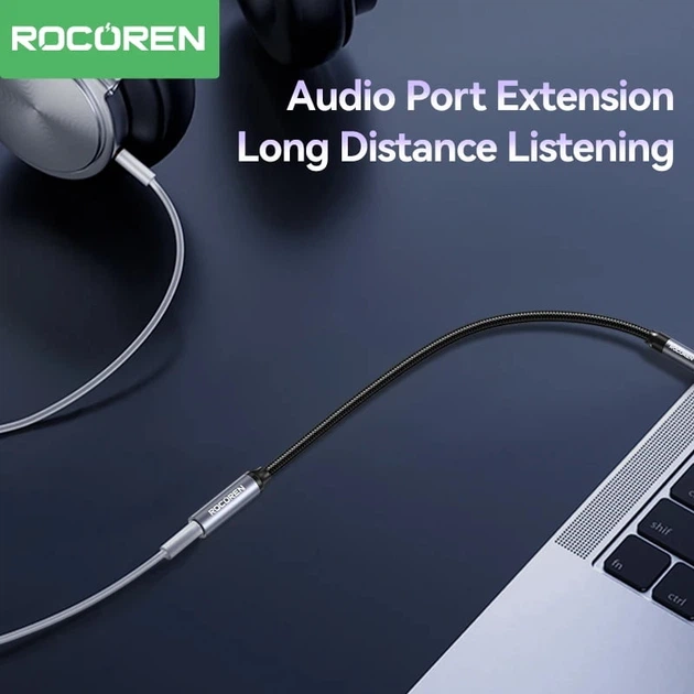 Аудио кабель удлинитель AUX Rocoren Stereo+Mic (3.5mm Male - 3.5mm Female) 1m Black (43772) - изображение 6